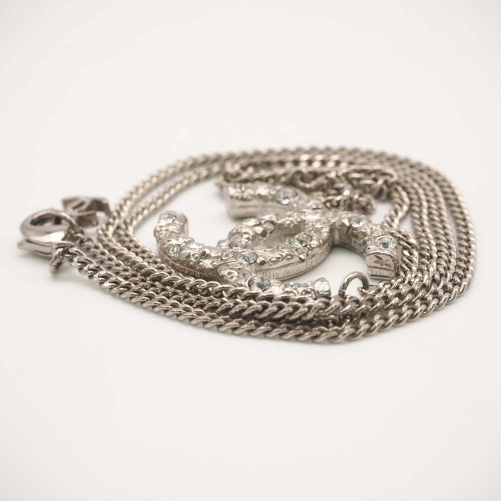 CHANEL Authentic Silver Logo Necklace - Picture 12 of 13